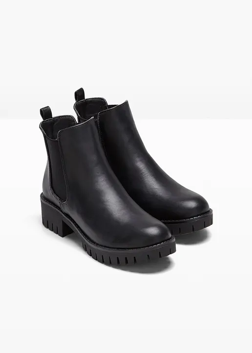 Bonprix Lässiger Chelsea Boot Mit Profilierter Außensohle - Schwarz