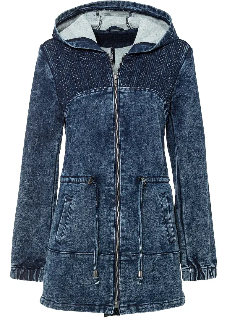 bonprix Lässiger Jeansparka mit Kapuze und seitlichen Eingriffstaschen