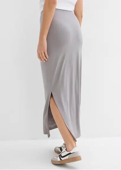 Bonprix Lässiger Jersey-Rock Mit Seitlichem Schlitz - Grau
