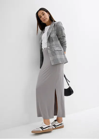 Bonprix Lässiger Jersey-Rock Mit Seitlichem Schlitz - Grau