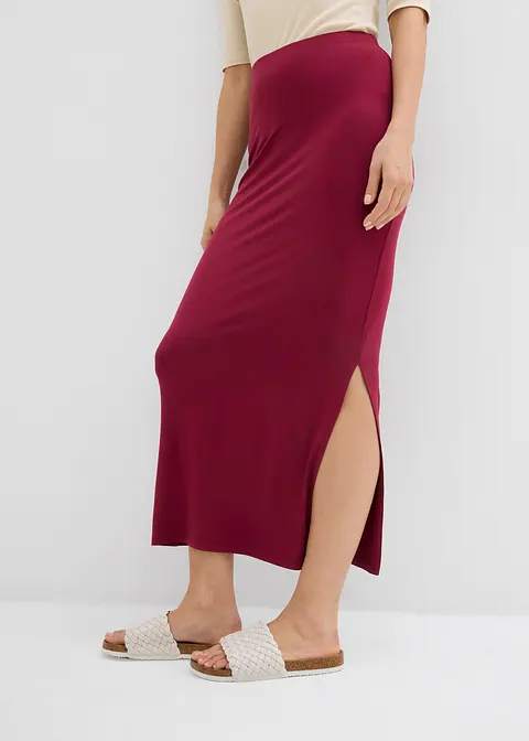 Bonprix Lässiger Jersey-Rock Mit Seitlichem Schlitz - Rot