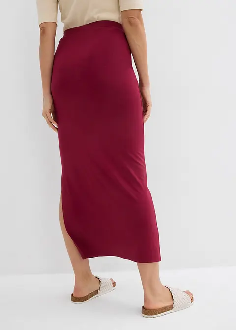 Bonprix Lässiger Jersey-Rock Mit Seitlichem Schlitz - Rot