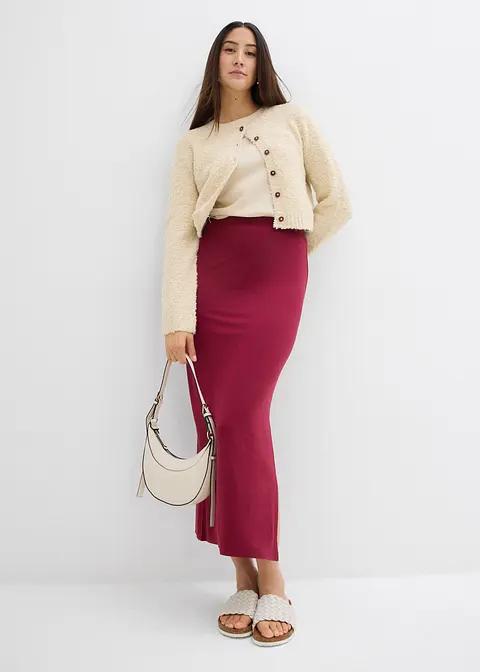 Bonprix Lässiger Jersey-Rock Mit Seitlichem Schlitz - Rot