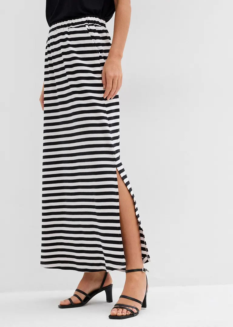 Bonprix Lässiger Maxirock Aus Jersey Mit Taschen - Schwarz