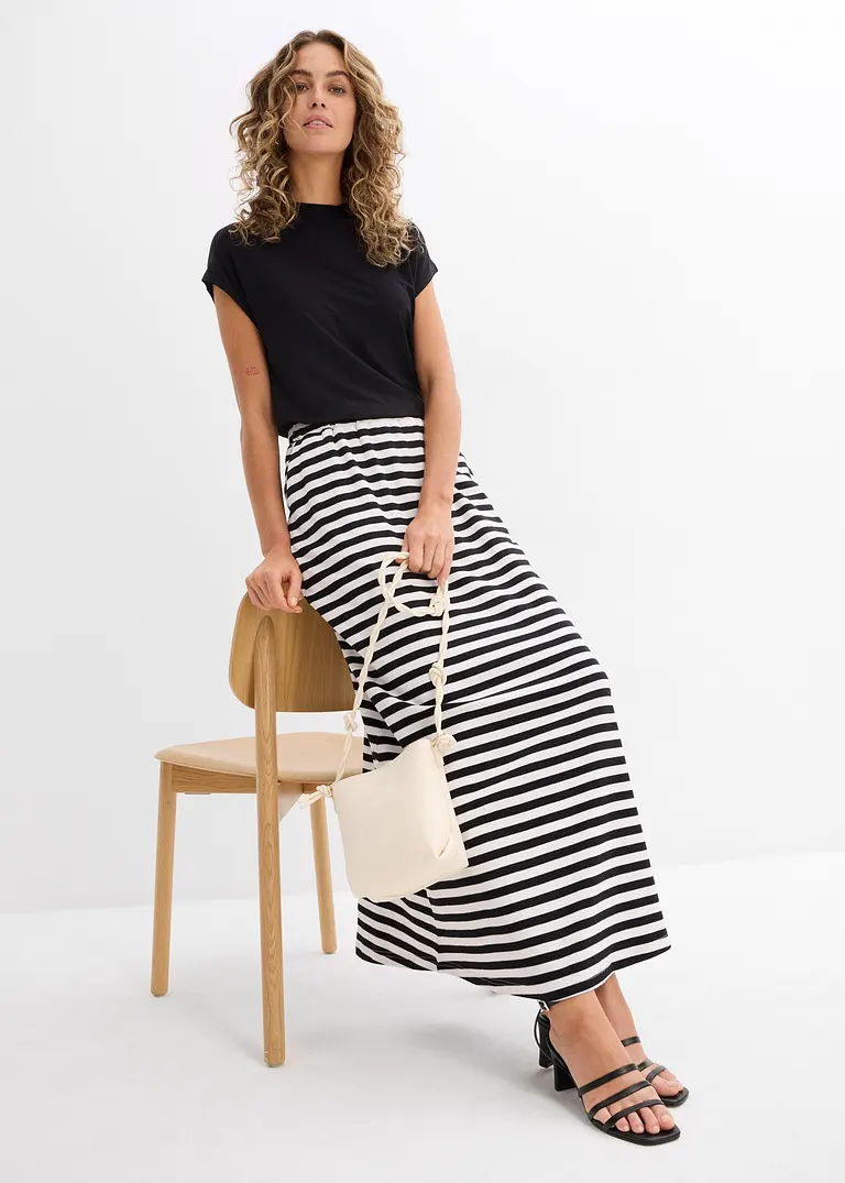 Bonprix Lässiger Maxirock Aus Jersey Mit Taschen - Schwarz