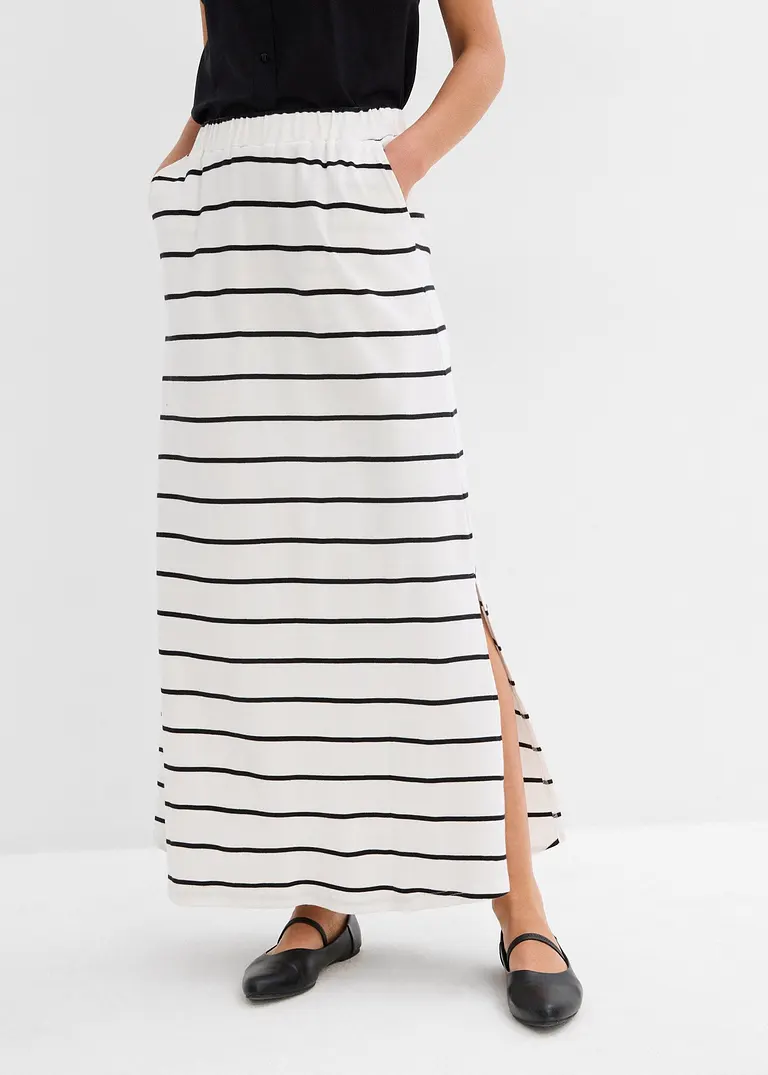 Bonprix Lässiger Maxirock Aus Jersey Mit Taschen - Weiß - Damen