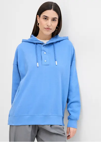 Bonprix Lässiger Oversize-Hoodie Aus Reiner Bio-Baumwolle Und Seitlichen Knöpfen