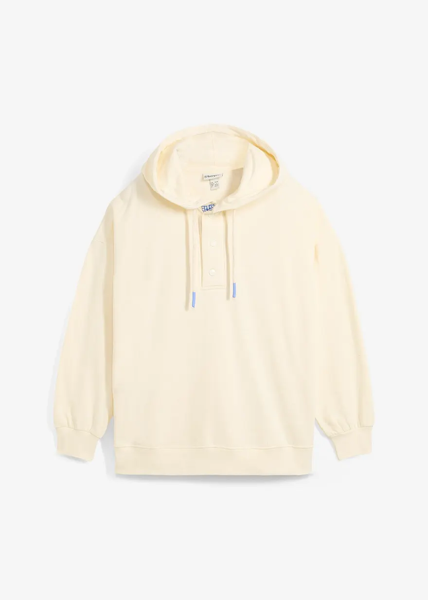 bonprix Lässiger Oversize-Hoodie aus reiner Bio-Baumwolle und seitlichen Knöpfen
