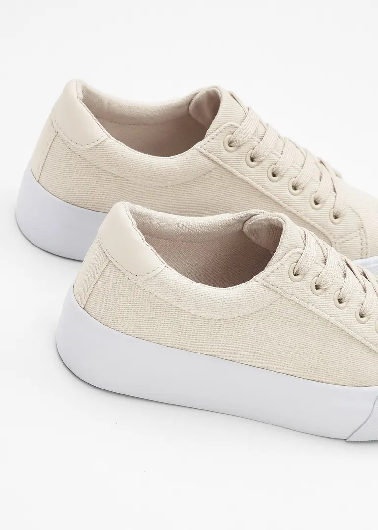 Bonprix Lässiger Plateau Sneaker In Leinenoptik - Beige - Damen