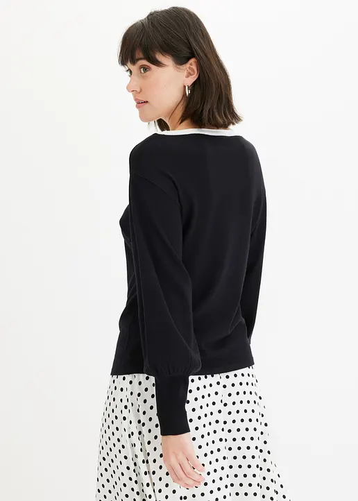 Bonprix Lässiger Pullover Mit Ballonärmeln - Schwarz - Damen