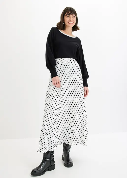 Bonprix Lässiger Pullover Mit Ballonärmeln - Schwarz - Damen