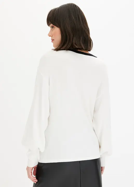 Bonprix Lässiger Pullover Mit Ballonärmeln - Weiß - Damen
