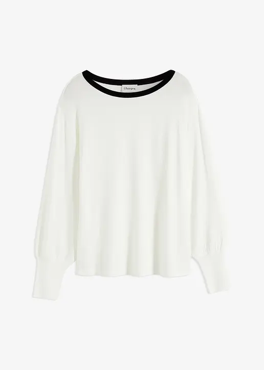 bonprix Lässiger Pullover mit Ballonärmeln - weiß - Damen