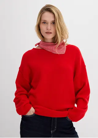 Bonprix Lässiger Pullover Mit Weitem Ausschnitt - Rot - Damen