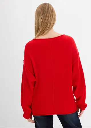 Bonprix Lässiger Pullover Mit Weitem Ausschnitt - Rot - Damen