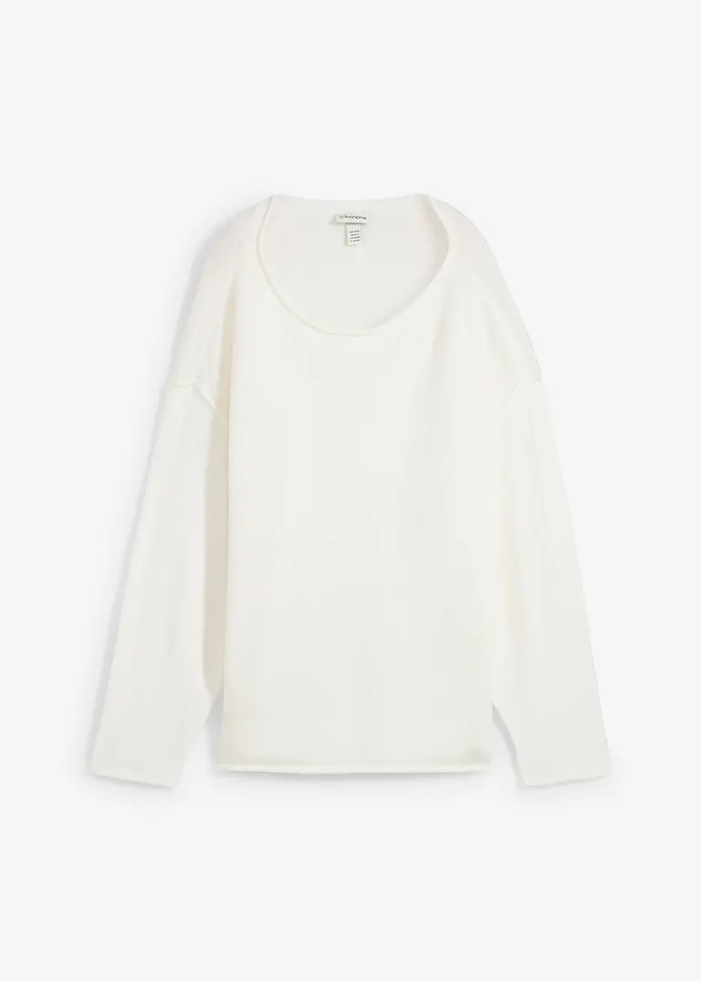bonprix Lässiger Pullover mit weitem Ausschnitt - weiß - Damen