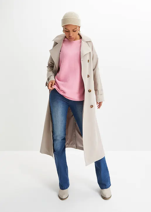 Bonprix Lässiger Ripp-Pullover Mit 3/4-Arm - Rosa - Damen