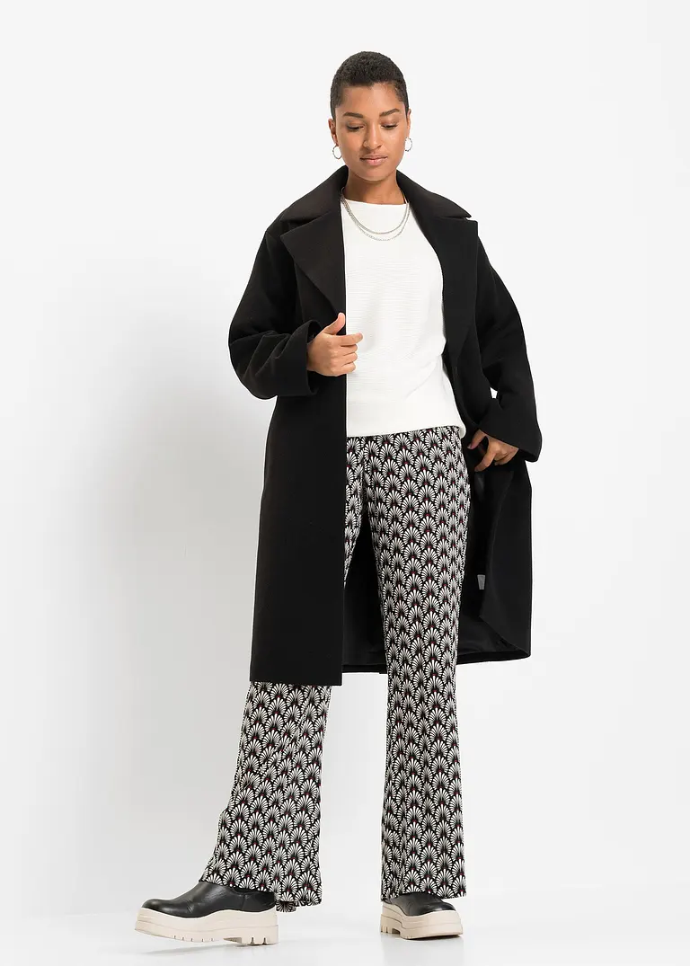 Bonprix Lässiger Ripp-Pullover Mit 3/4-Arm - Weiß - Damen