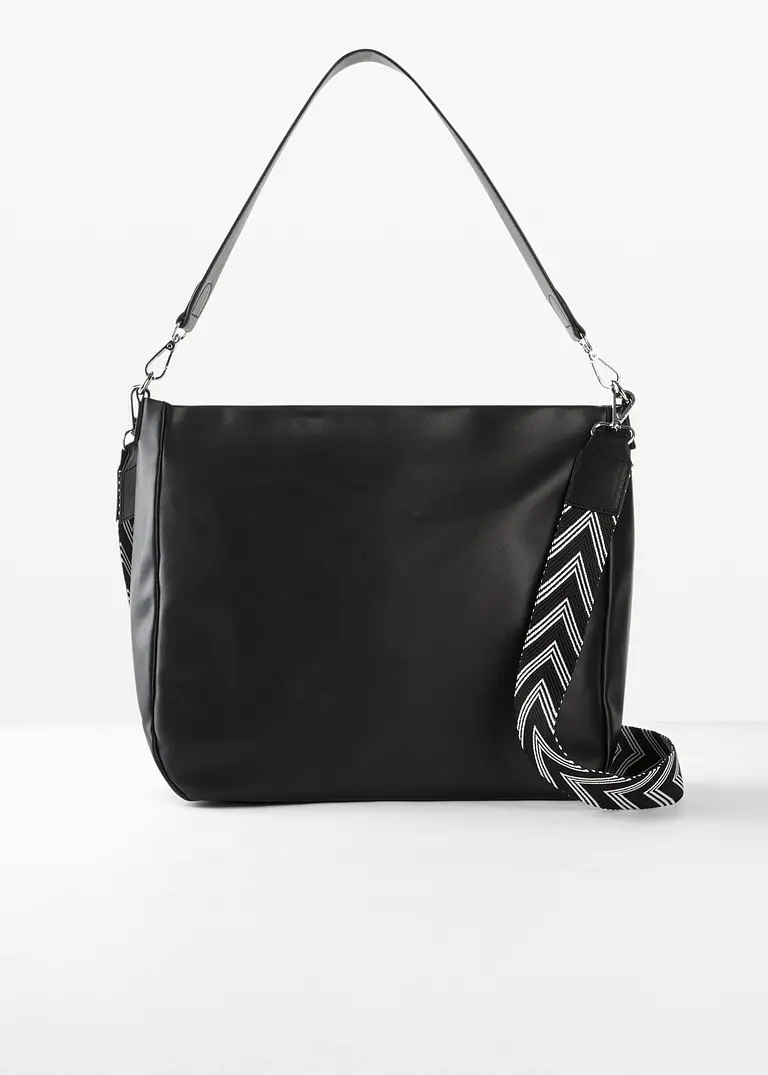 Bonprix Lässiger Shopper Mit Austauschbarem Tragegurt - Schwarz