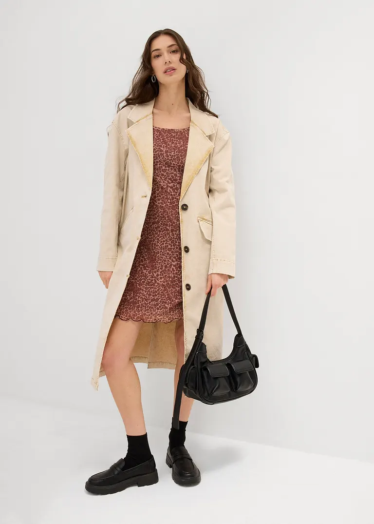 Bonprix Lässiger Trenchcoat Aus Twill Mit Taschen- Jedes Teil Ein Unikat
