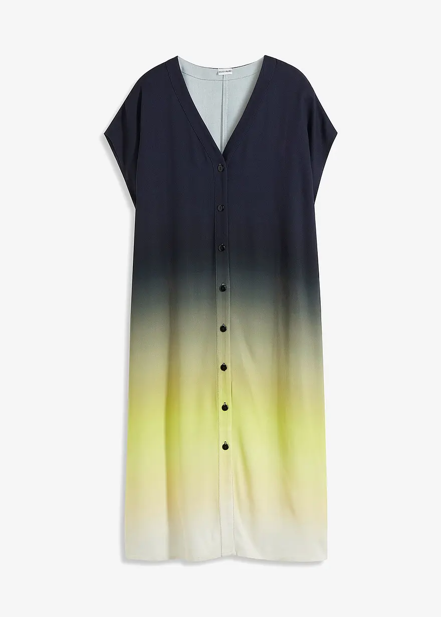 bonprix Lässiges Kaftan-Kleid mit extravaganten Druck - schwarz