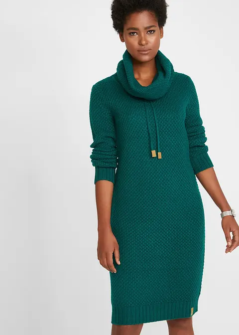 Bonprix Lässiges Kleid Aus Strick Mit Kordeln Und Lederimitat-Detail