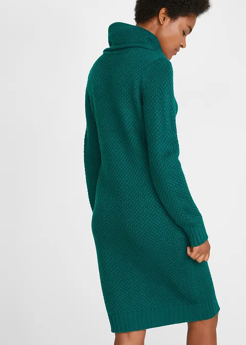 Bonprix Lässiges Kleid Aus Strick Mit Kordeln Und Lederimitat-Detail