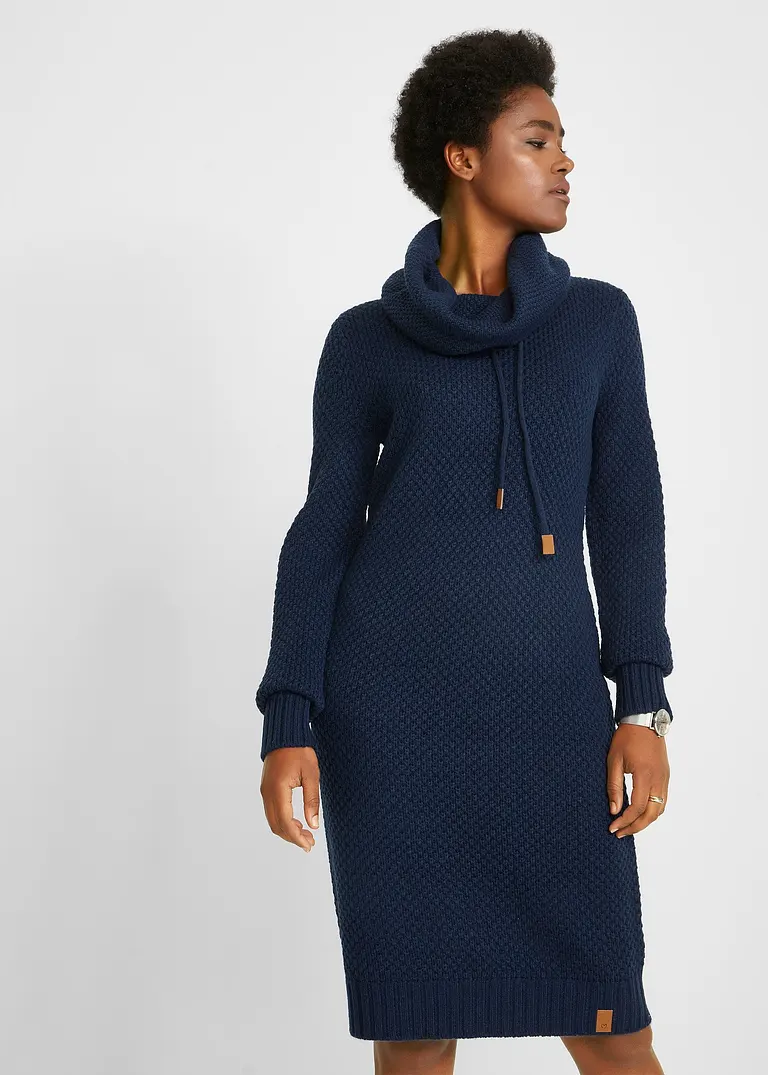 Bonprix Lässiges Kleid Aus Strick Mit Kordeln Und Lederimitat-Detail