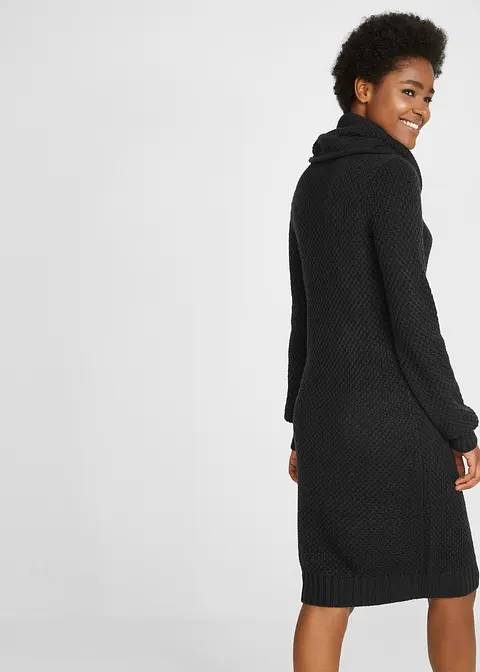 Bonprix Lässiges Kleid Aus Strick Mit Kordeln Und Lederimitat-Detail