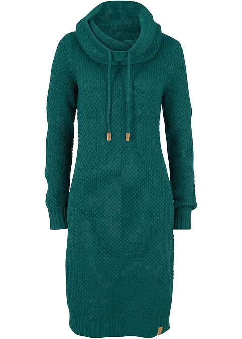 bonprix Lässiges Kleid aus Strick mit Kordeln und Lederimitat-Detail