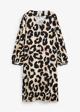 bonprix Lässiges Kleid mit Volumenärmeln und seitlichem Schlitz am Saum