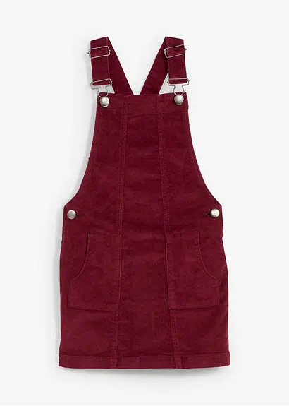 bonprix Lässiges Mädchen Cord-Stretch-Latzkleid mit Taschen - rot