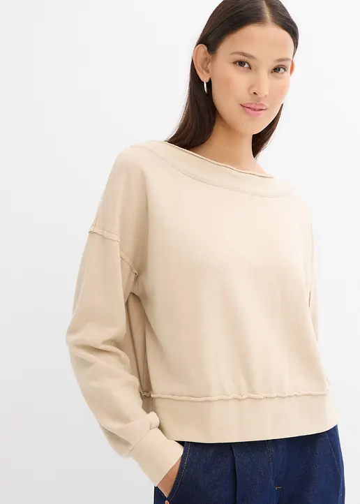Bonprix Lässiges Oversize-Sweatshirt Im Washed Look - Grün