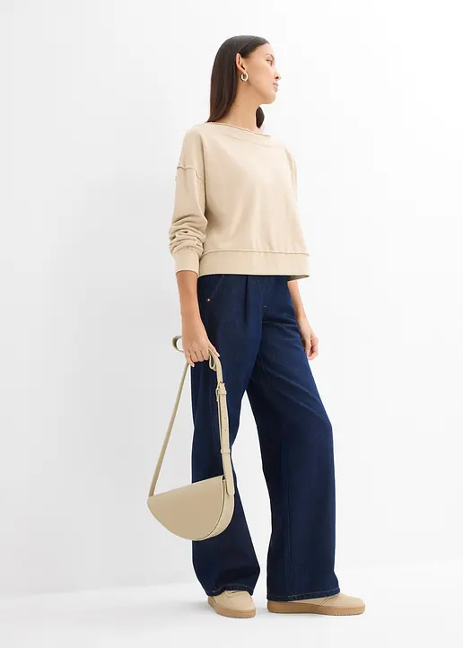 Bonprix Lässiges Oversize-Sweatshirt Im Washed Look - Grün