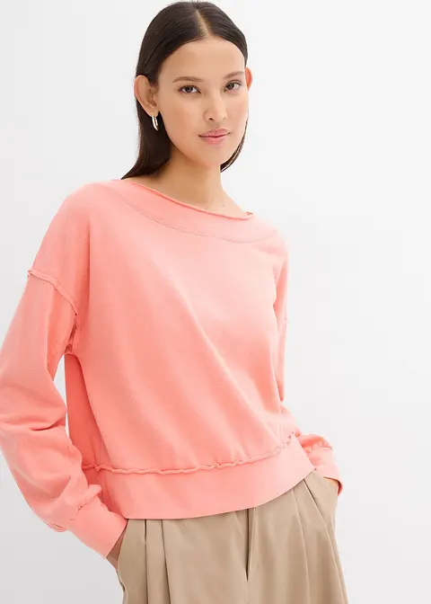 Bonprix Lässiges Oversize-Sweatshirt Im Washed Look - Pink