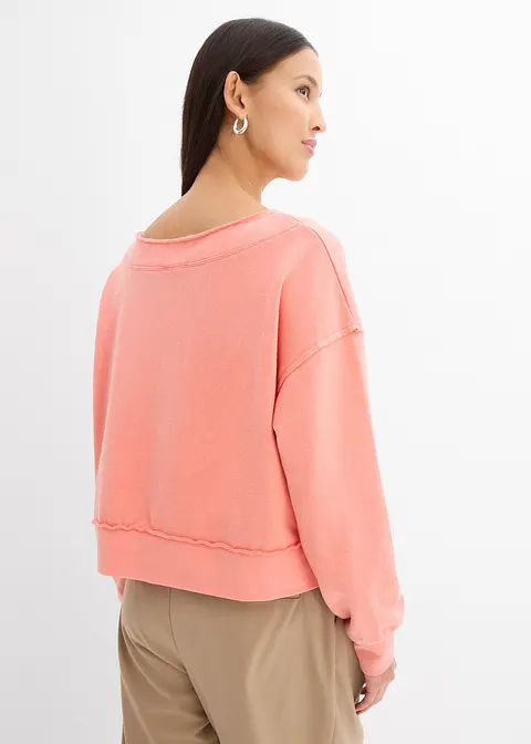Bonprix Lässiges Oversize-Sweatshirt Im Washed Look - Pink