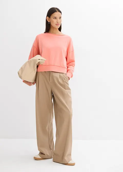 Bonprix Lässiges Oversize-Sweatshirt Im Washed Look - Pink