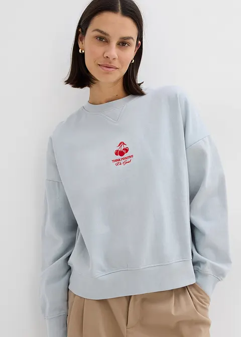 Bonprix Lässiges Oversize-Sweatshirt Mit Stickerei Und überschnittener Schulter