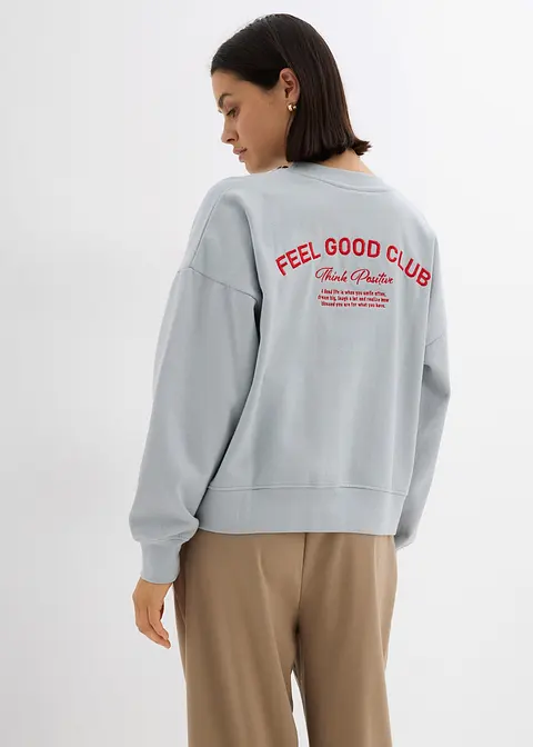 Bonprix Lässiges Oversize-Sweatshirt Mit Stickerei Und überschnittener Schulter