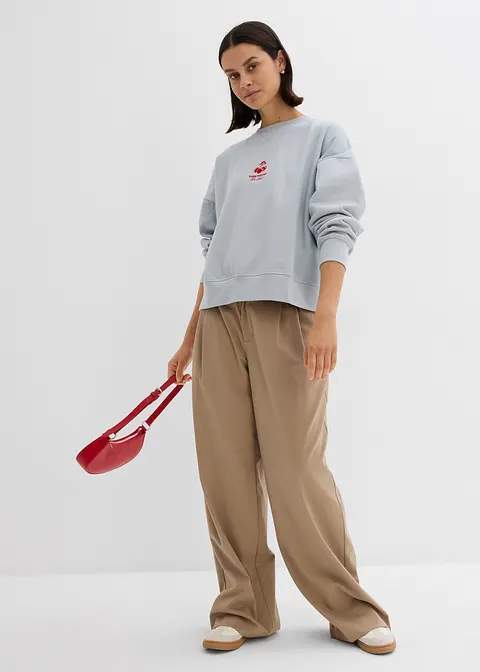 Bonprix Lässiges Oversize-Sweatshirt Mit Stickerei Und überschnittener Schulter