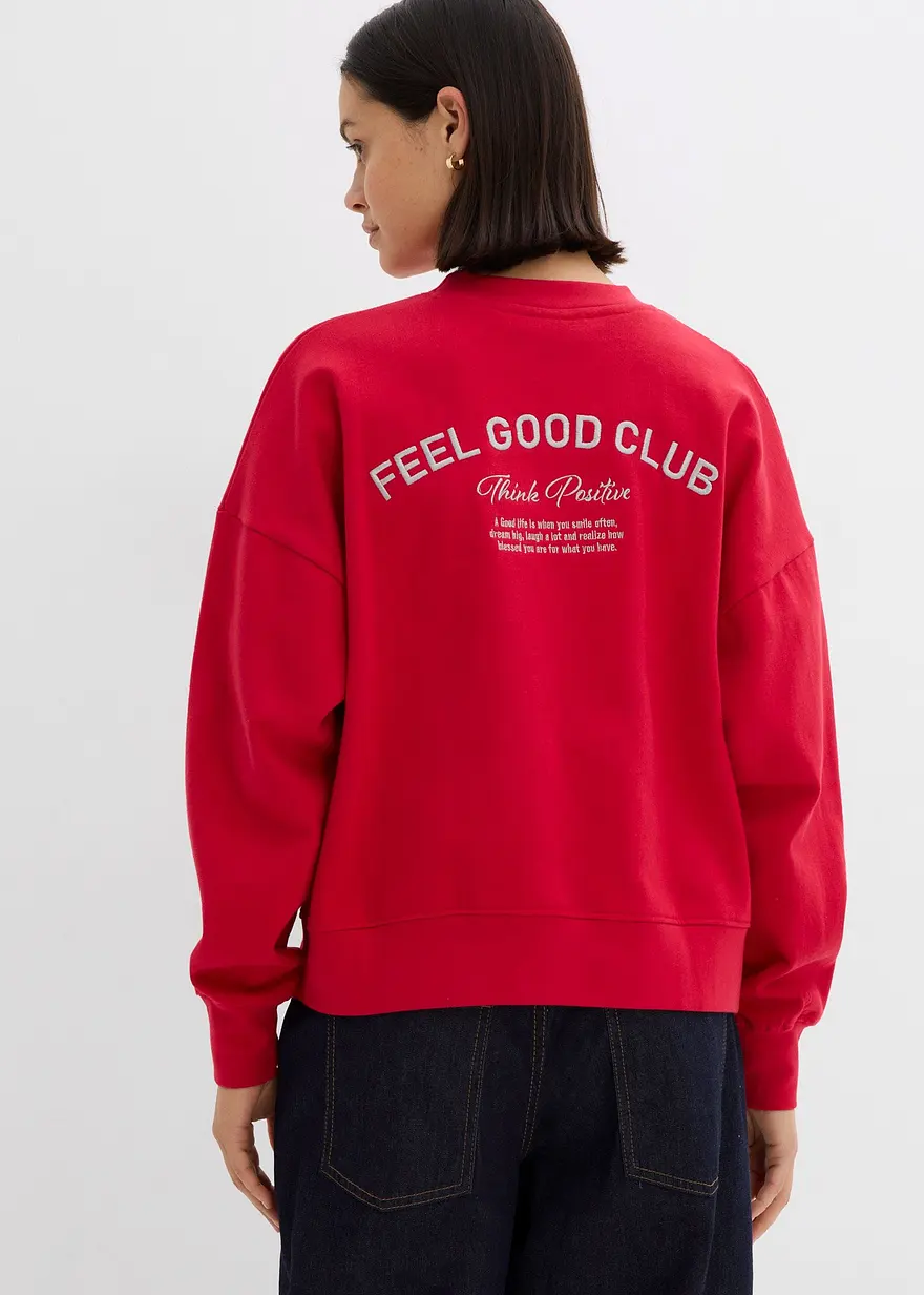 Bonprix Lässiges Oversize-Sweatshirt Mit Stickerei Und überschnittener Schulter