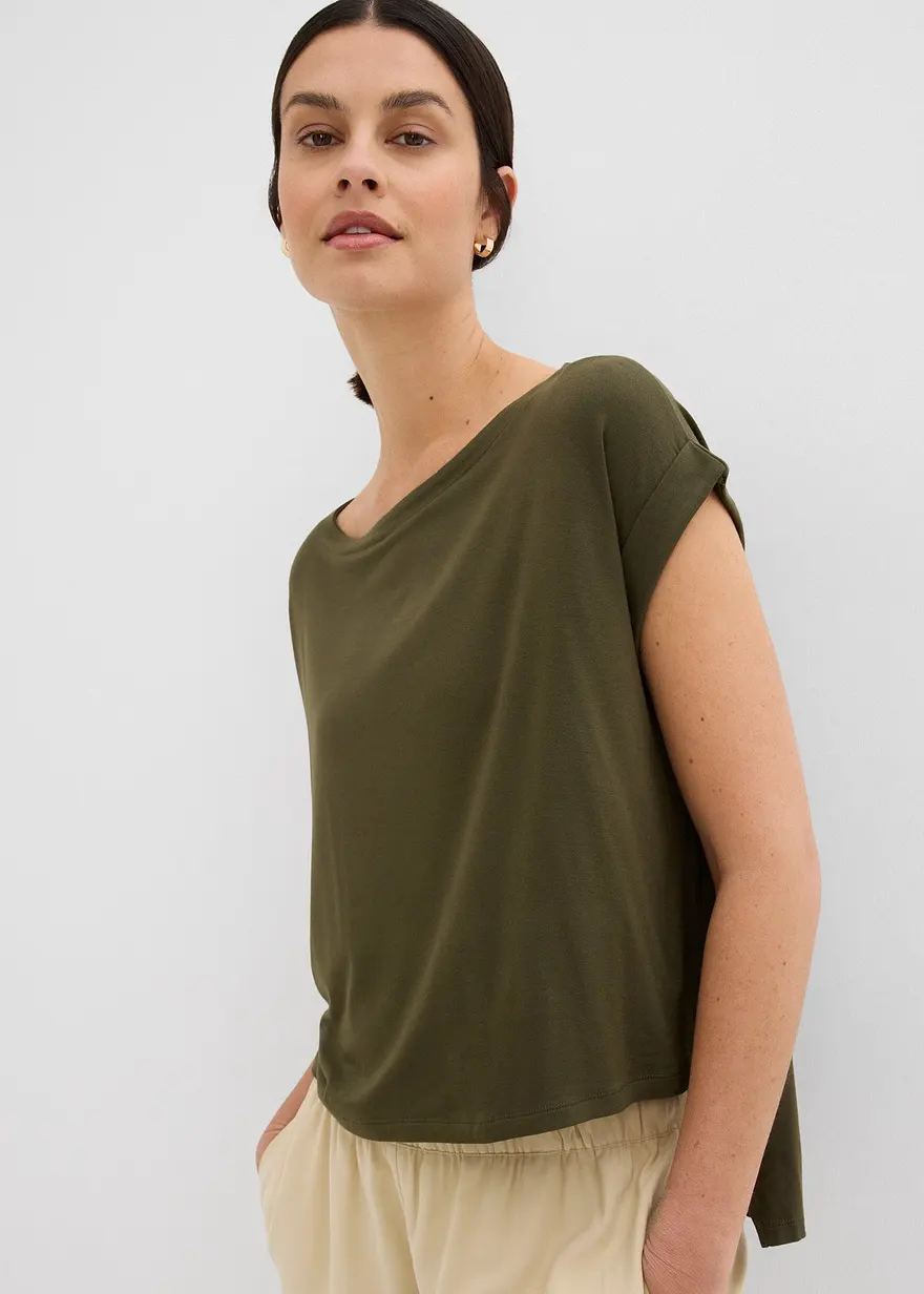 Bonprix Lässiges Oversize T-Shirt Aus Fließender Viskose - Grün