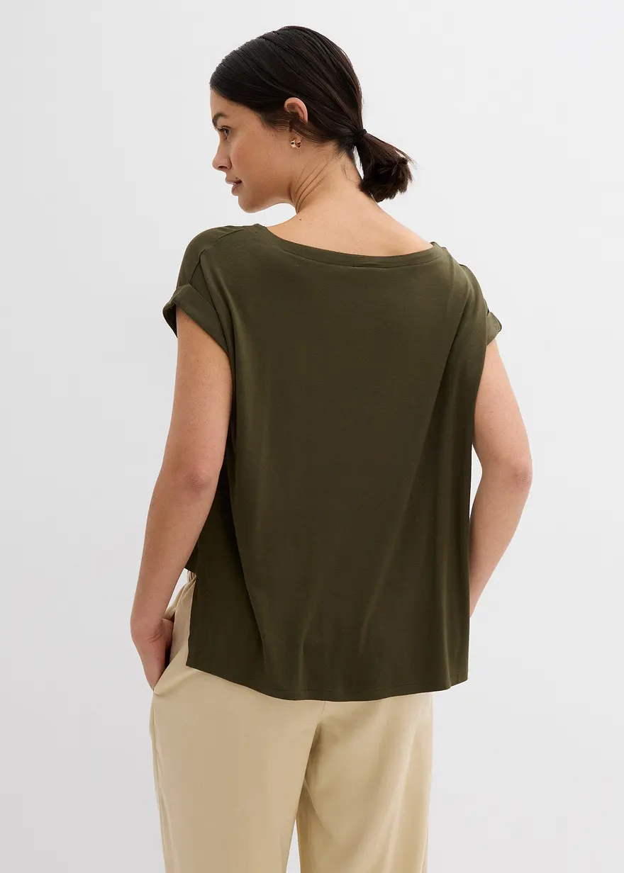 Bonprix Lässiges Oversize T-Shirt Aus Fließender Viskose - Grün