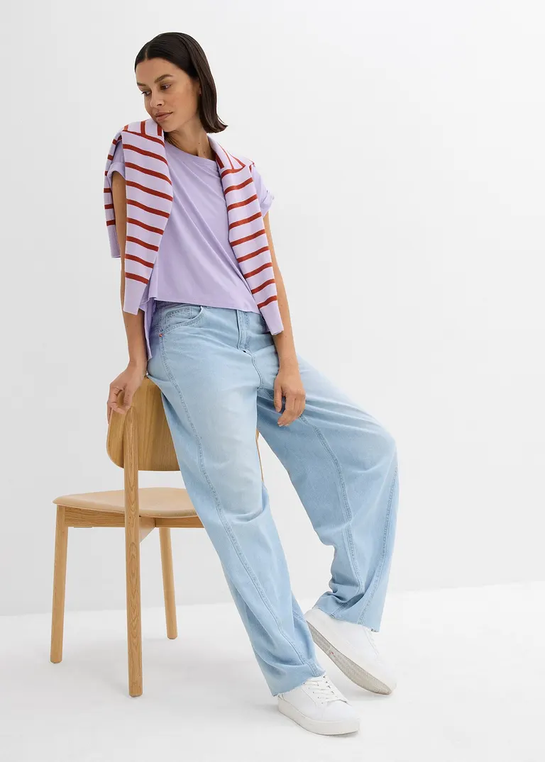 Bonprix Lässiges Oversize T-Shirt Aus Fließender Viskose - Lila