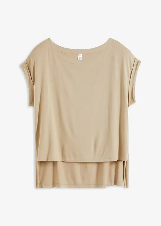 bonprix Lässiges Oversize T-Shirt aus fließender Viskose - beige - Damen