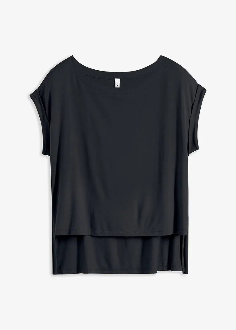 bonprix Lässiges Oversize T-Shirt aus fließender Viskose - schwarz
