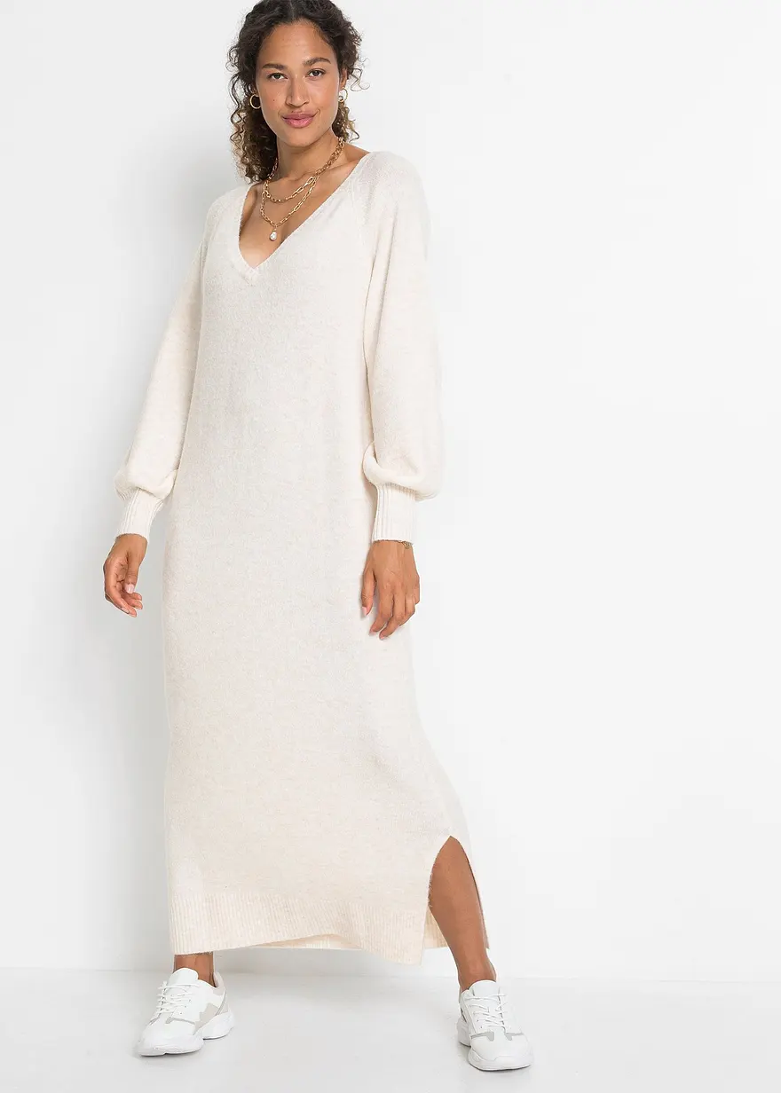 Bonprix Lässiges Oversized Strickkleid In Maxilänge Mit Leichten Ballonärmeln
