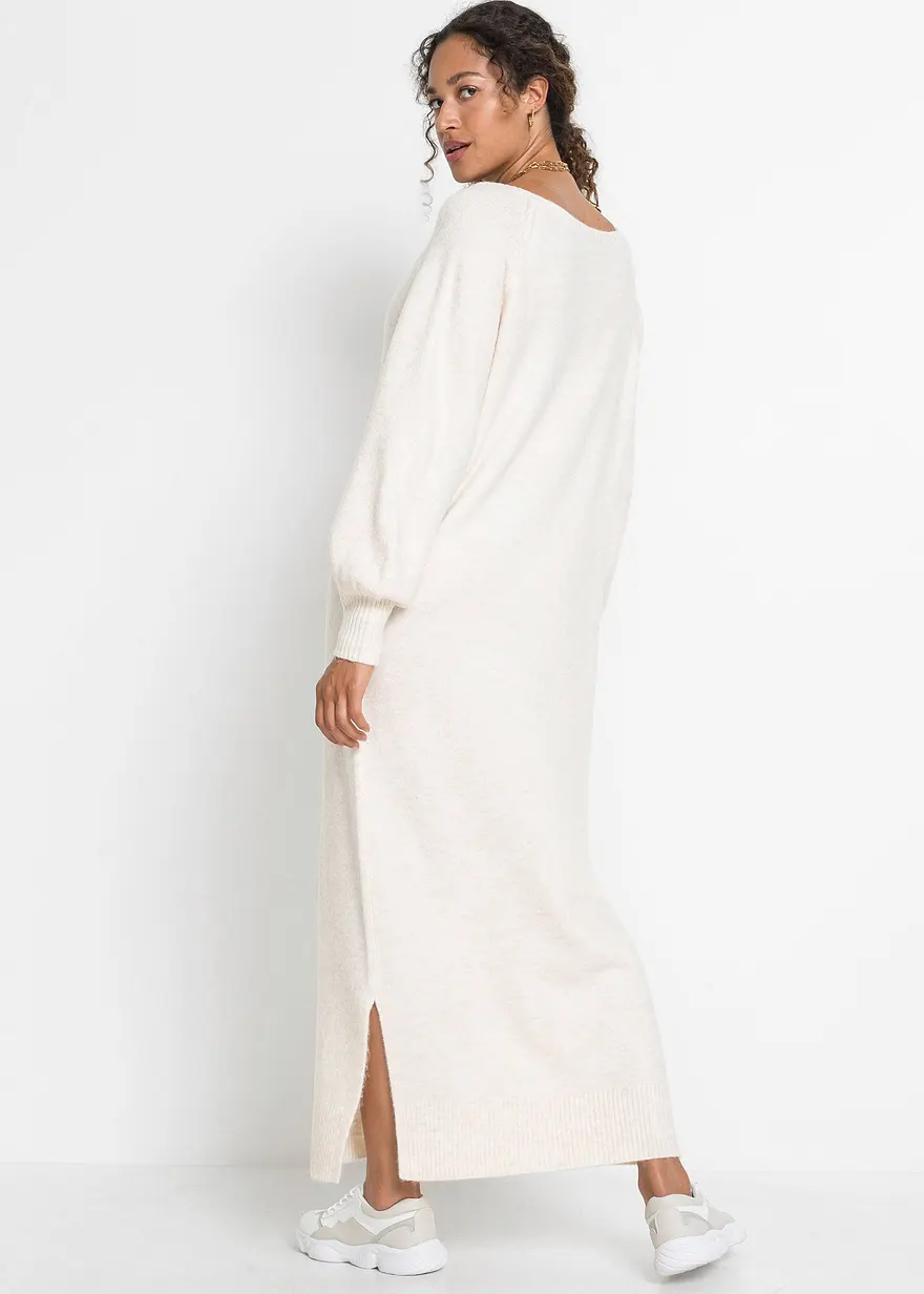 Bonprix Lässiges Oversized Strickkleid In Maxilänge Mit Leichten Ballonärmeln