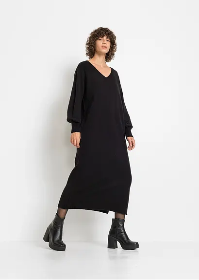 Bonprix Lässiges Oversized Strickkleid In Maxilänge Mit Leichten Ballonärmeln