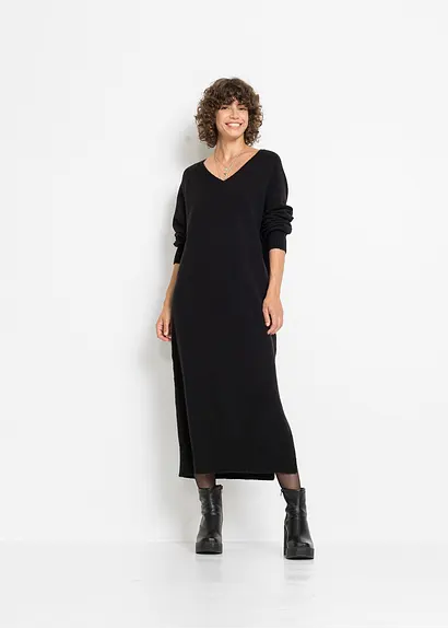 Bonprix Lässiges Oversized Strickkleid In Maxilänge Mit Leichten Ballonärmeln